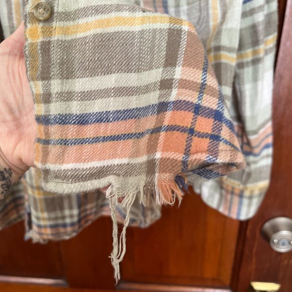 American Eagle Distressed Flannel Shirt, S - Picture 4 of 6